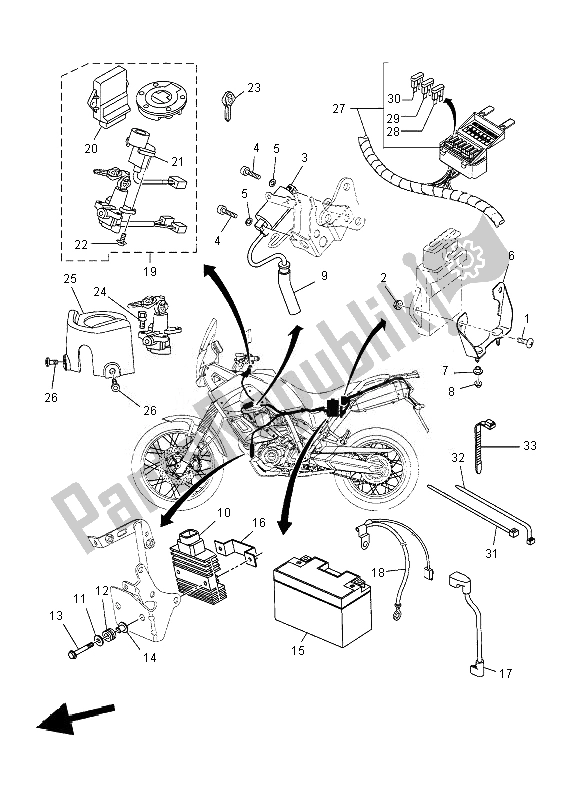 All parts for the Electrical 1 of the Yamaha XT 660Z Tenere 2010