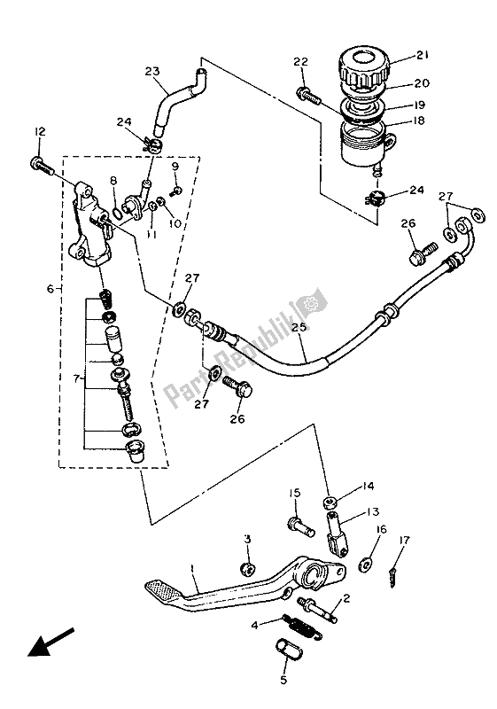 Todas las partes para Cilindro Maestro Trasero de Yamaha FZR 1000 1987