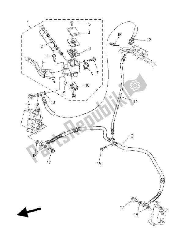 Tutte le parti per il Pompa Freno Anteriore del Yamaha YFZ 450 SE 2008