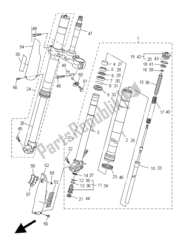 All parts for the Front Fork of the Yamaha WR 250R 2014