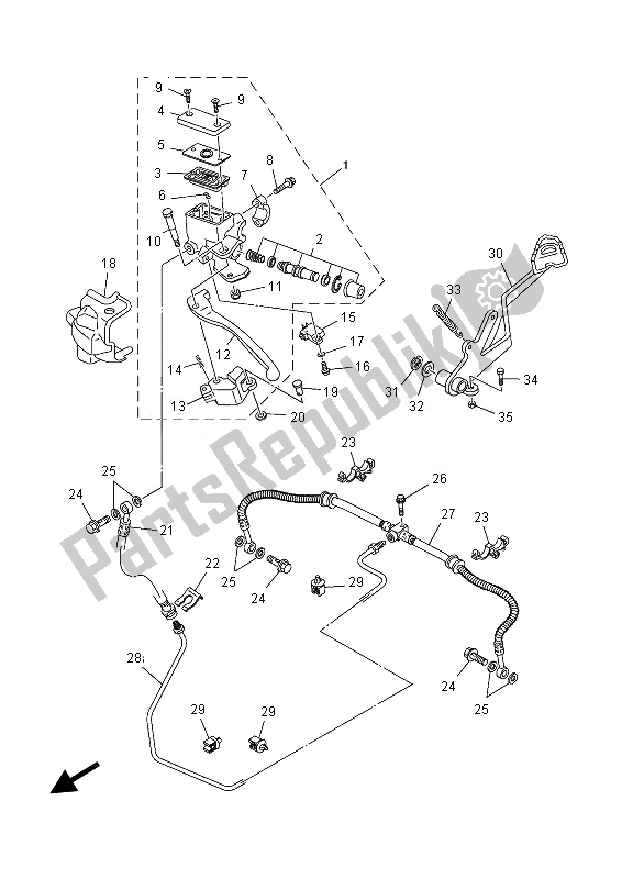 Wszystkie części do Tylny Cylinder G?ówny Yamaha YFM 550 Ffgphd Grizzly 4X4 Yamaha Black 2013