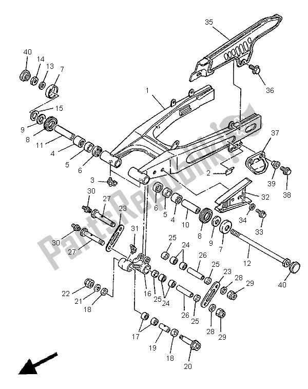 All parts for the Rear Arm of the Yamaha XTZ 750 Super Tenere 1995