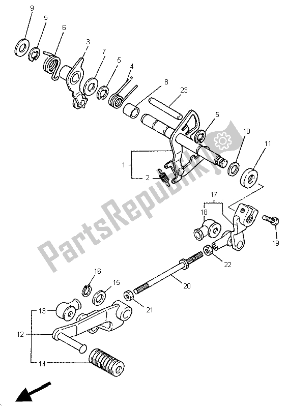 Toutes les pièces pour le Arbre De Changement du Yamaha XV 1100 Virago 1996