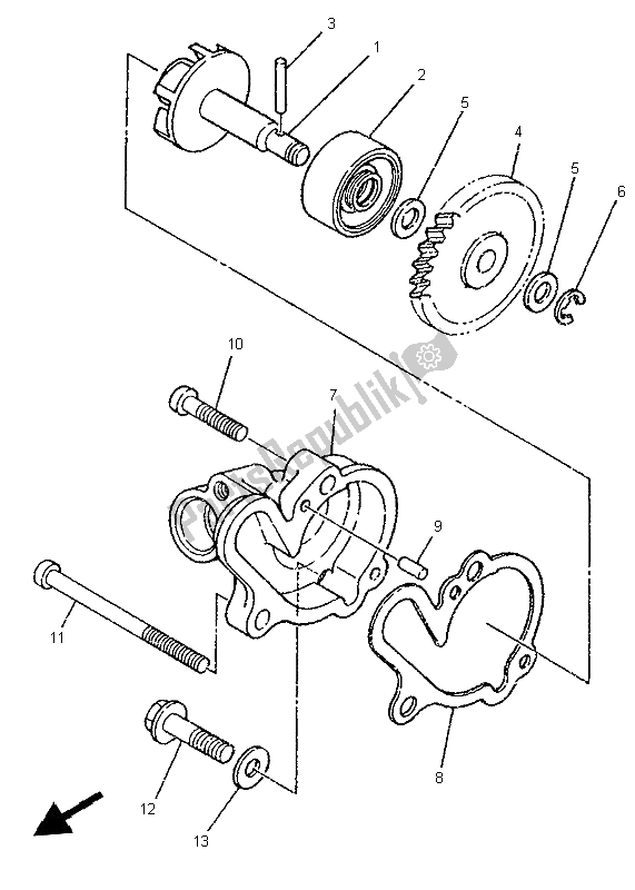 All parts for the Water Pump of the Yamaha DT 125R 1997