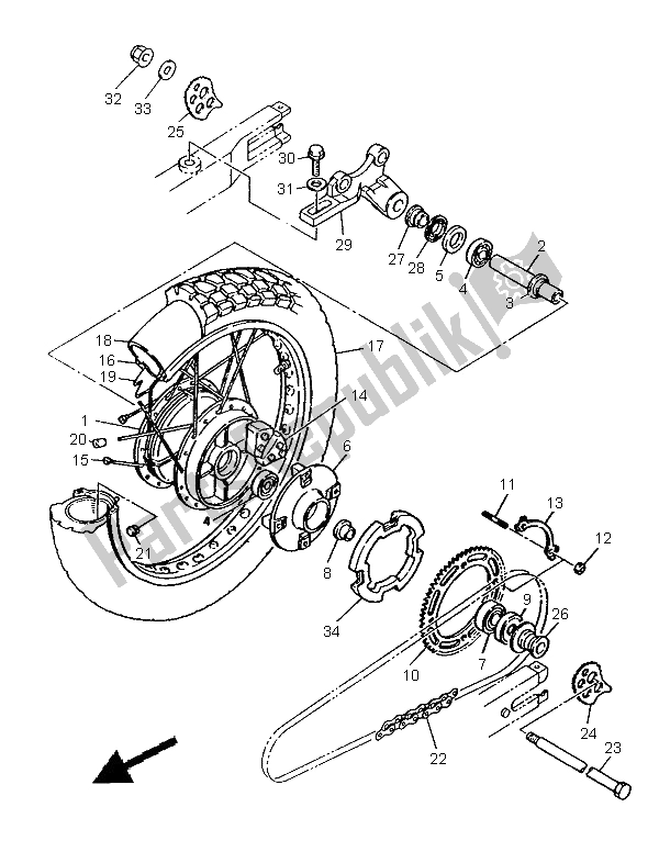 Todas las partes para Rueda Trasera de Yamaha XT 600E 1996