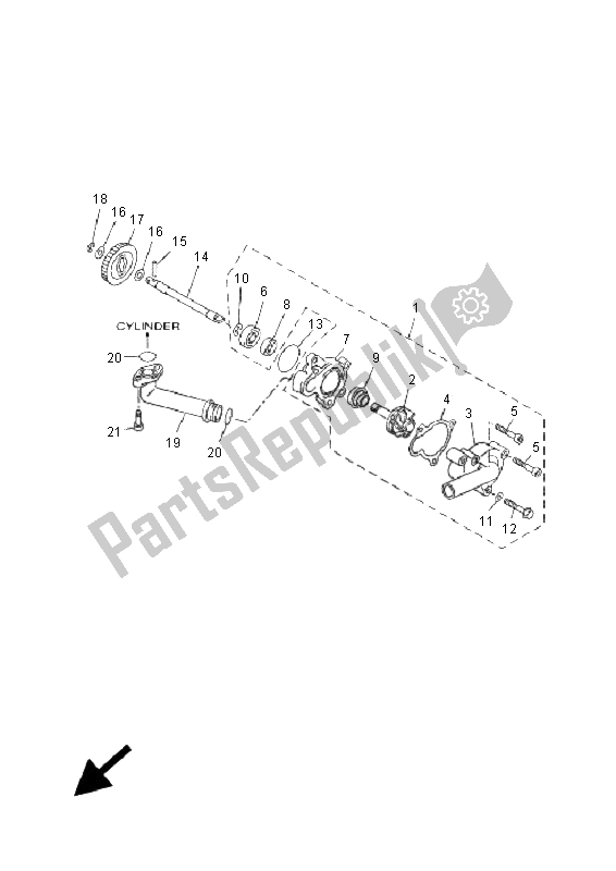 All parts for the Water Pump of the Yamaha YP 250R X MAX 250 2005