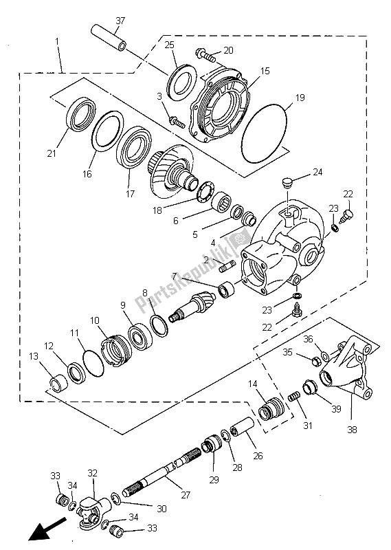 All parts for the Drive Shaft of the Yamaha XVS 650 Dragstar 1999