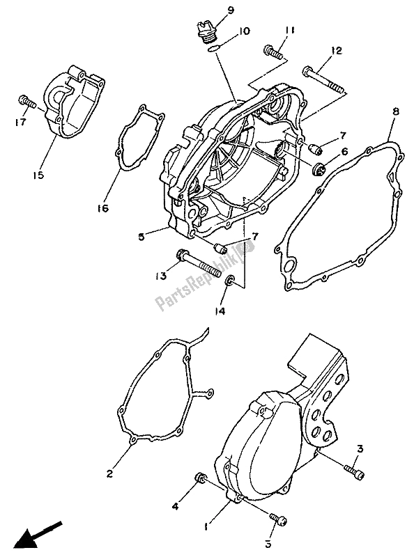 All parts for the Crankcase Cover 1 of the Yamaha DT 125R 1994