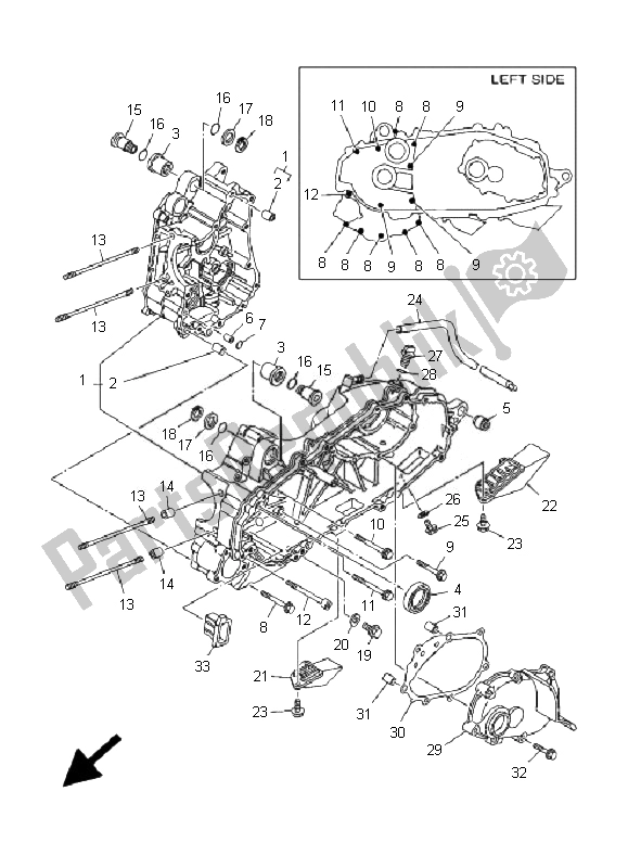 All parts for the Crankcase of the Yamaha YP 400A Majesty 2007