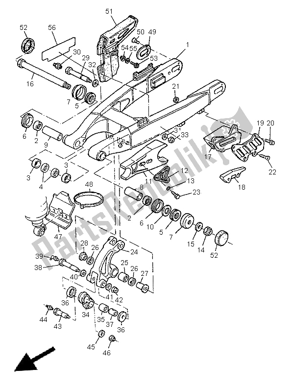 All parts for the Rear Arm of the Yamaha TT 600E 1996