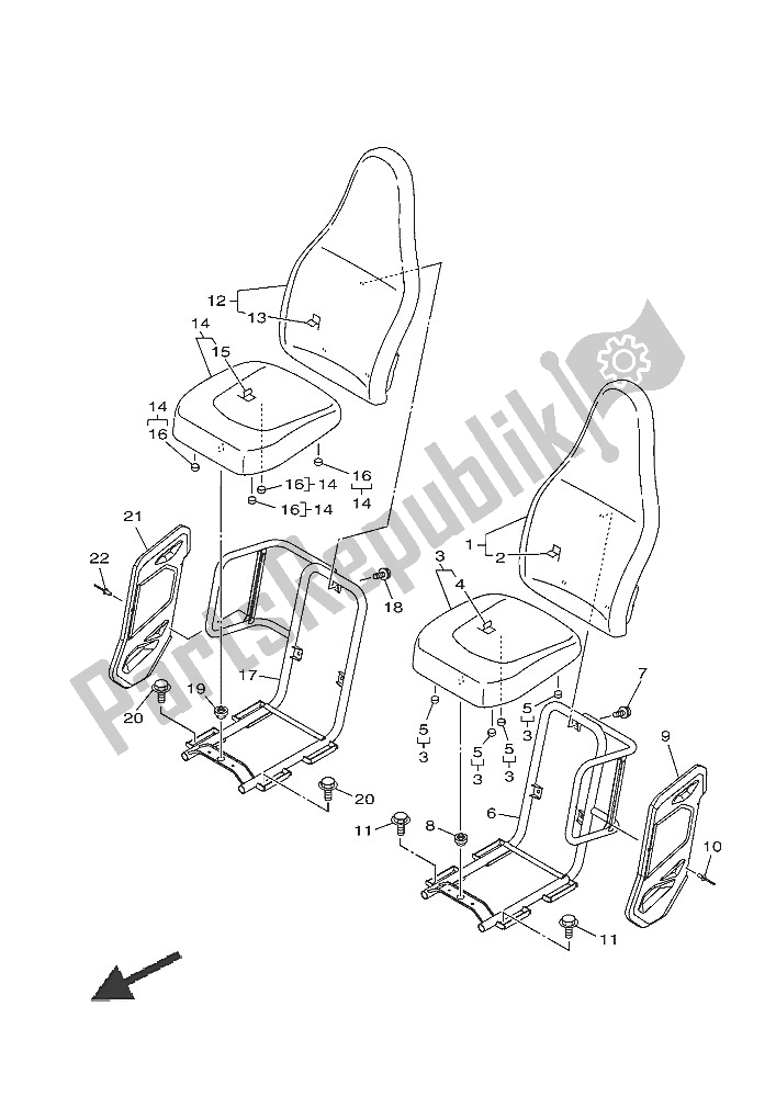 All parts for the Seat of the Yamaha YXE 700 ES 2016