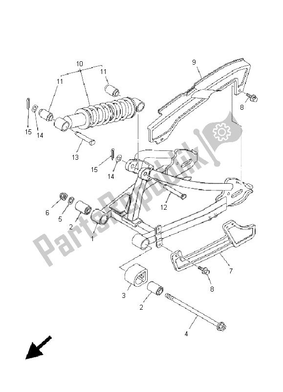 Tutte le parti per il Braccio Posteriore E Sospensione del Yamaha TT R 90 2005