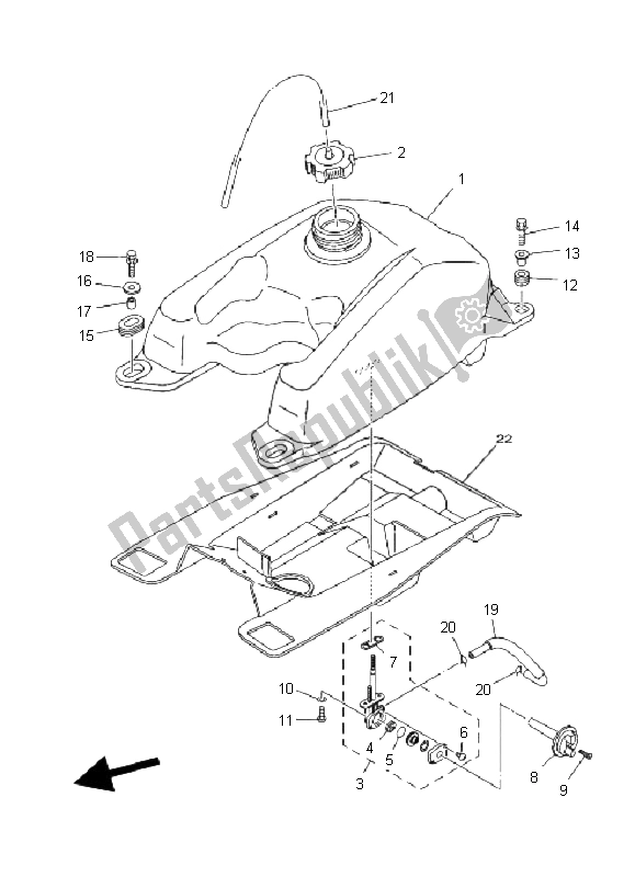 Toutes les pièces pour le Réservoir D'essence du Yamaha YFM 350 Grizzly 2X4 2008