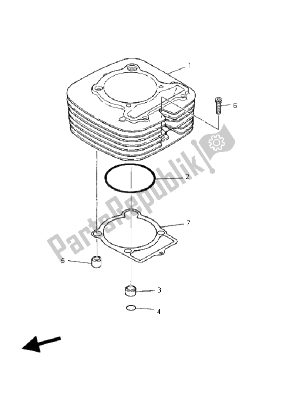 All parts for the Cylinder of the Yamaha YFM 350R 2008