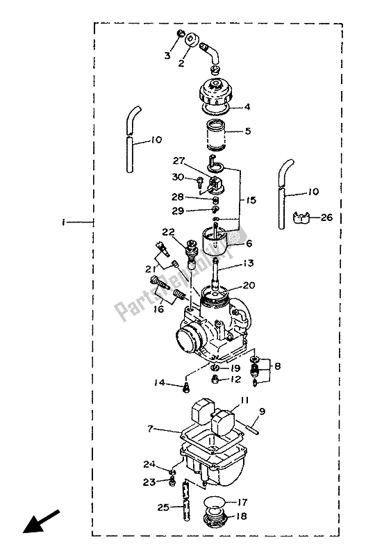 Alle onderdelen voor de Carburator van de Yamaha TY 250Z 1993