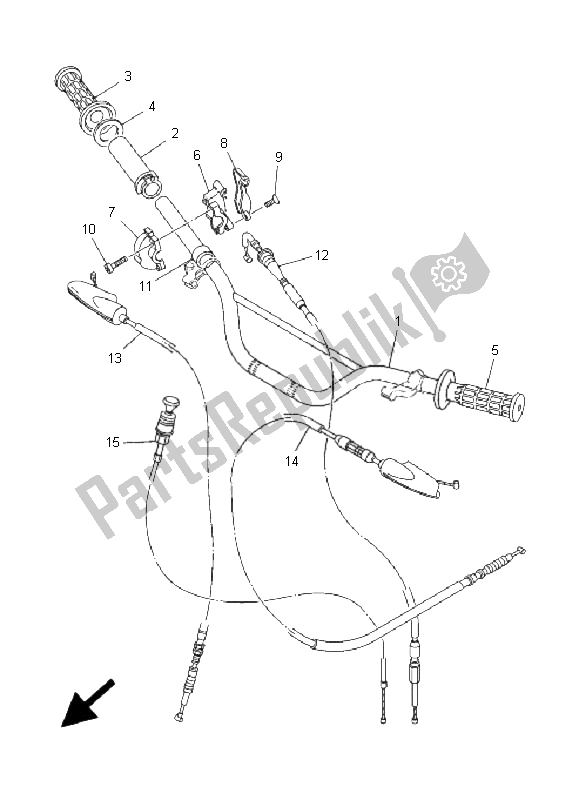 All parts for the Steering Handle & Cable of the Yamaha TT R 125 SW LW 2001