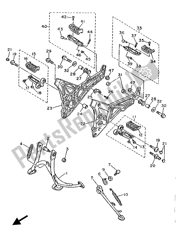 Toutes les pièces pour le Support Et Repose-pieds du Yamaha FJ 1200 1986