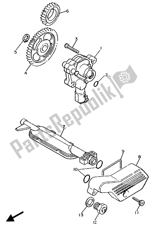 All parts for the Oil Pump of the Yamaha XV 535 Virago 1989