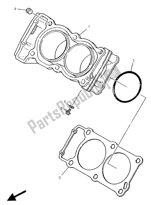 All parts for the Cylinder of the Yamaha TDM 850 1995