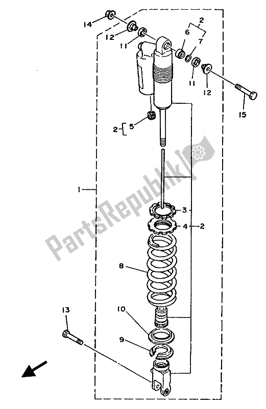 Toutes les pièces pour le Suspension Arrière du Yamaha YZ 250 LC 1992