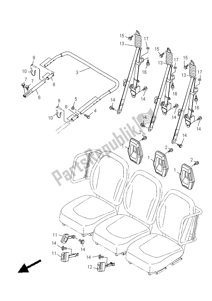 All parts for the Seat 2 of the Yamaha YXM 700E Yamaha Black 2015