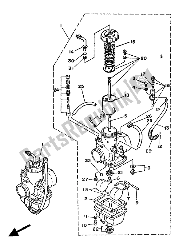 Tutte le parti per il Carburatore del Yamaha TZ 250S 1986