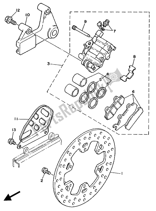 Tutte le parti per il Pinza Freno Posteriore del Yamaha XTZ 750 Supertenere 1989