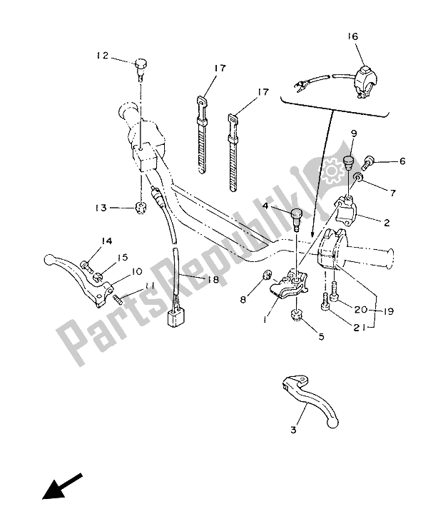 All parts for the Handle Switch & Lever of the Yamaha IT 200 1986