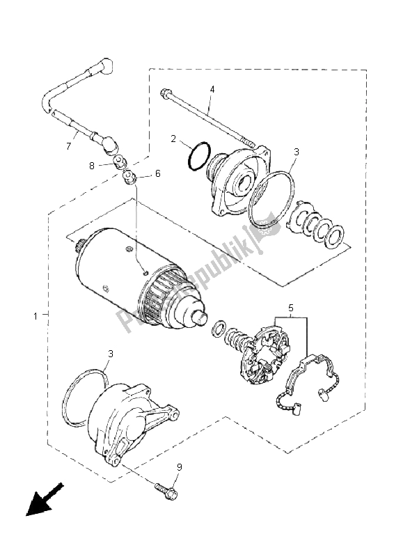 All parts for the Starting Motor of the Yamaha XJR 1300 2005