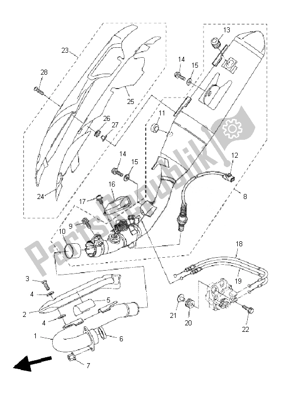 All parts for the Exhaust of the Yamaha WR 250R 2010