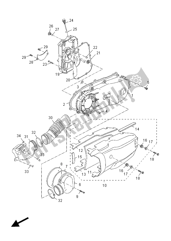 All parts for the Crankcase Cover 1 of the Yamaha YP 125 RA X MAX Business 2012