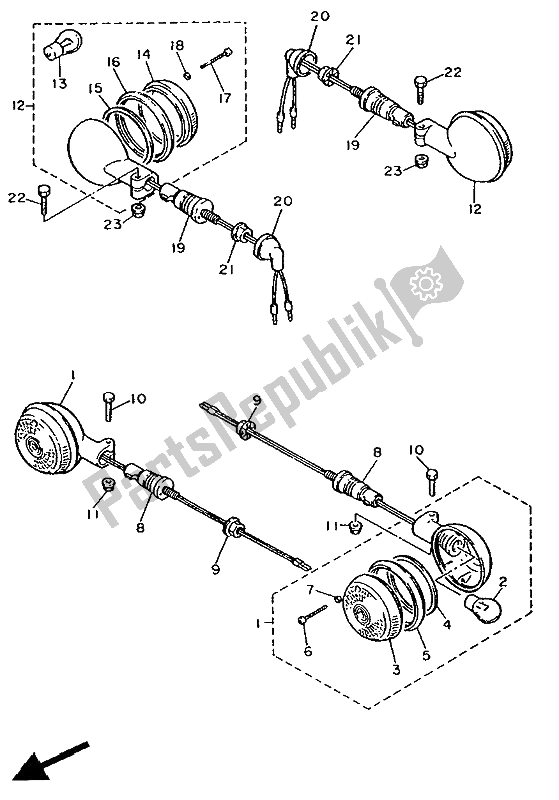 Toutes les pièces pour le Lumière Clignotante du Yamaha XV 535 Virago 1991