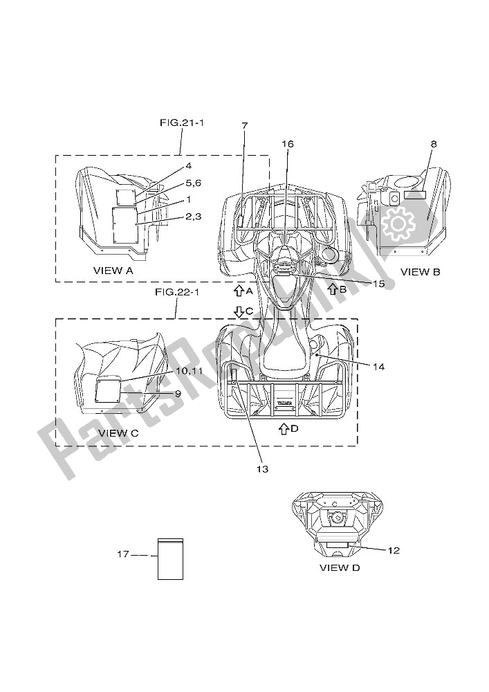 Todas las partes para Emblema Y Etiqueta 1 de Yamaha YFM 700 Fwad Grizzly EPS LE 2016