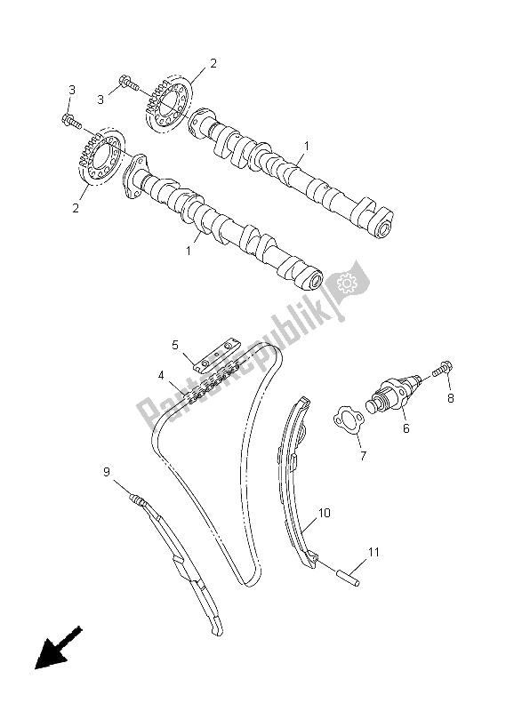 Toutes les pièces pour le Arbre à Cames Et Chaîne du Yamaha FJR 1300A 2005