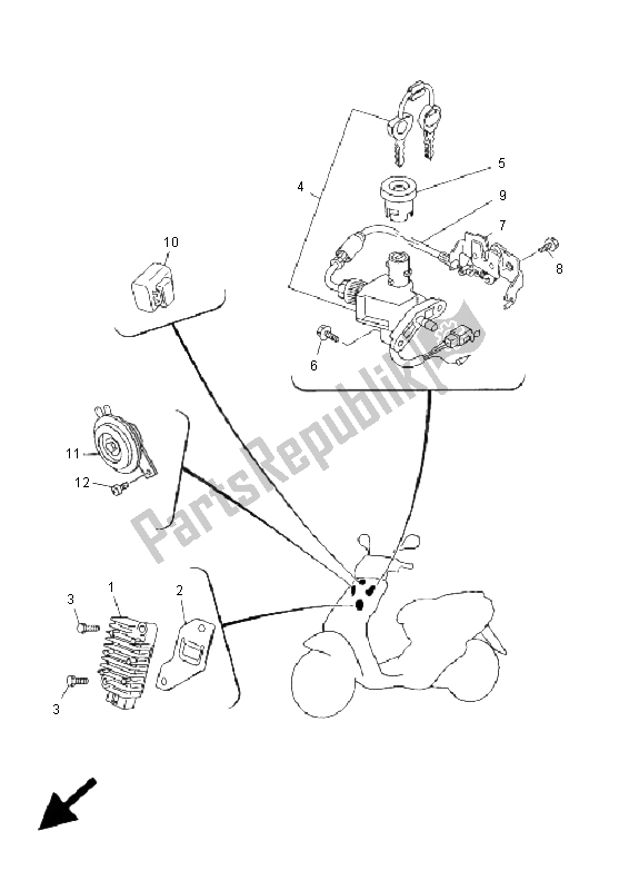 Toutes les pièces pour le électrique 1 du Yamaha YN 50F 4T Neos 2009