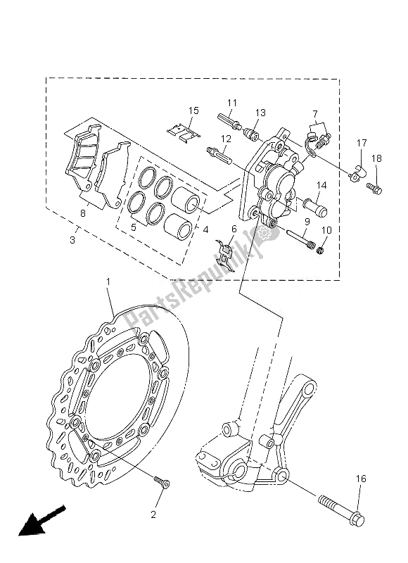 All parts for the Front Brake Caliper of the Yamaha WR 250F 2013