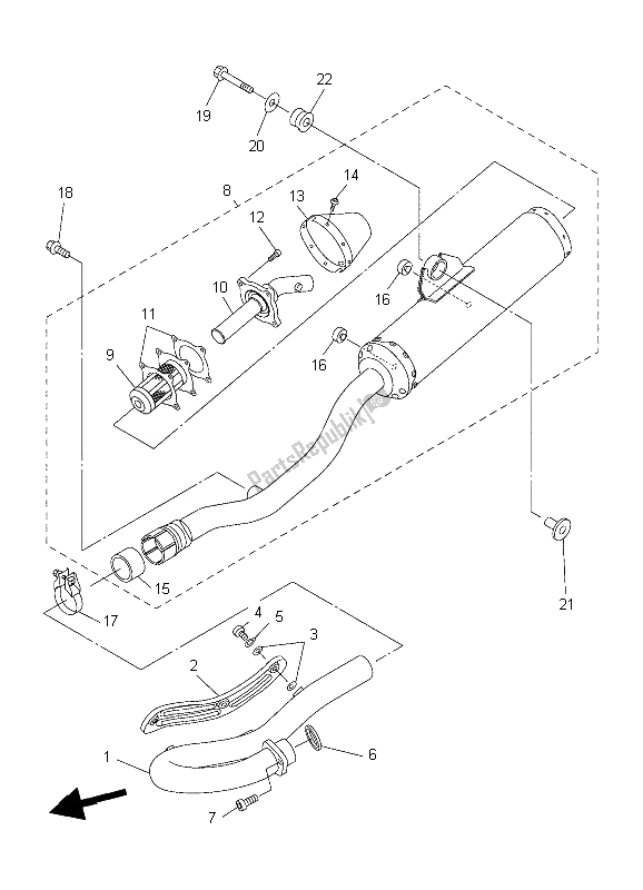 Tutte le parti per il Scarico del Yamaha WR 250F 2006