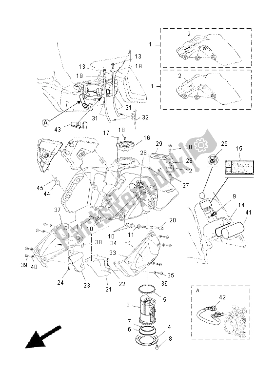 All parts for the Fuel Tank of the Yamaha XT 660 ZA Tenere 2012