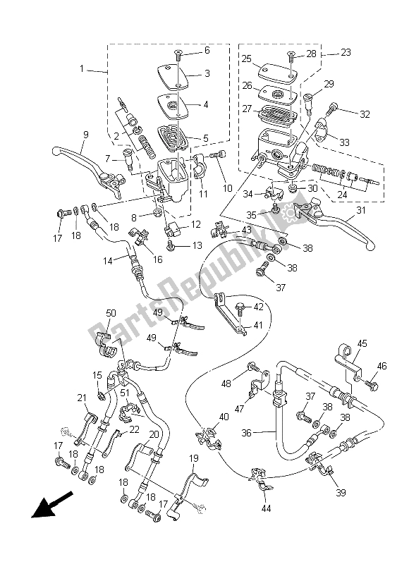 All parts for the Front Master Cylinder of the Yamaha XP 500 Dnms 2015