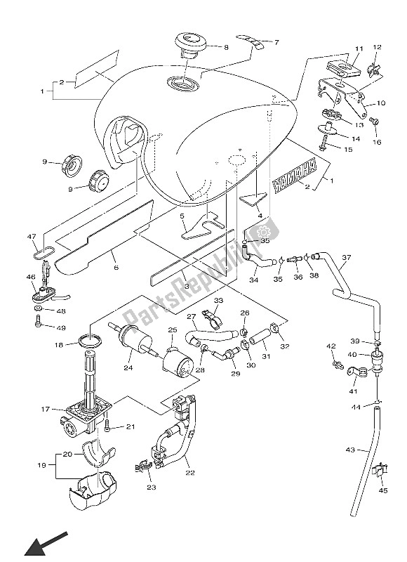 All parts for the Fuel Tank (smx) of the Yamaha XVS 950 CU 2016