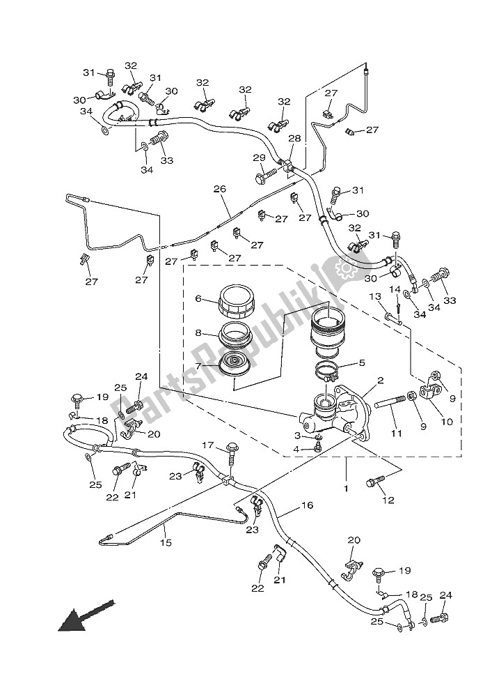 All parts for the Master Cylinder of the Yamaha YXE 700E 2016