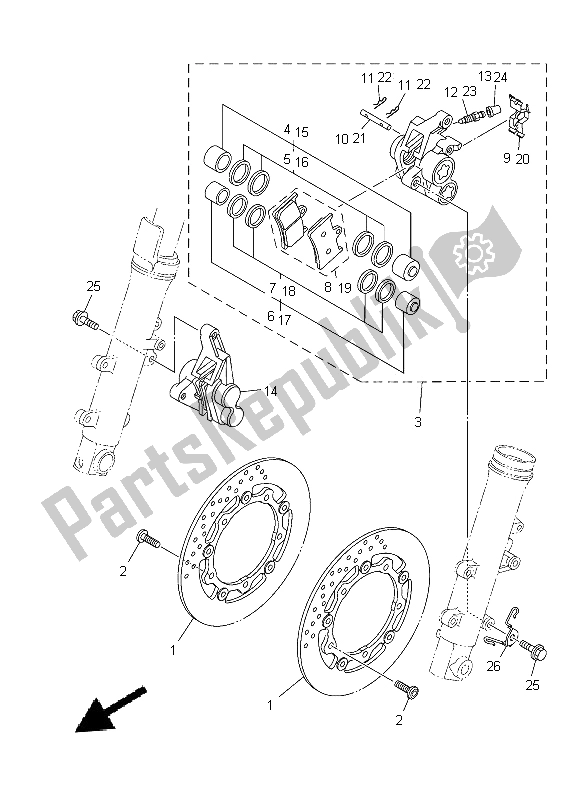 Wszystkie części do Zacisk Hamulca Przedniego Yamaha XP 500 2014