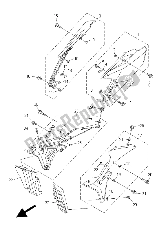 All parts for the Side Cover of the Yamaha YZ 250 FX 2015