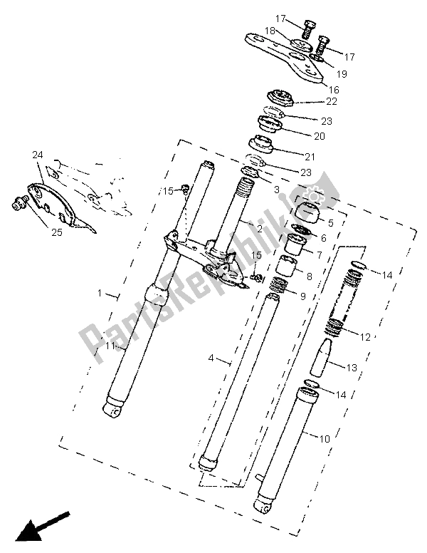 All parts for the Front Fork of the Yamaha PW 50 1995