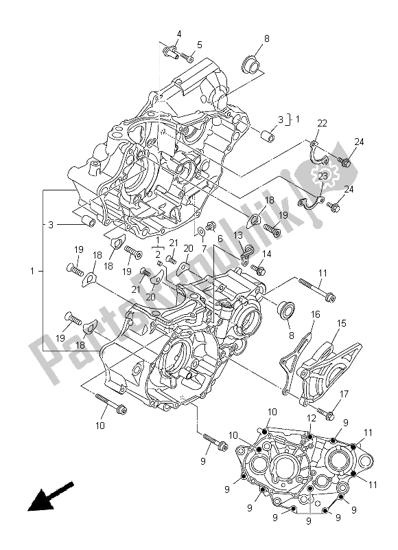 All parts for the Crankcase of the Yamaha YZ 250F 2014