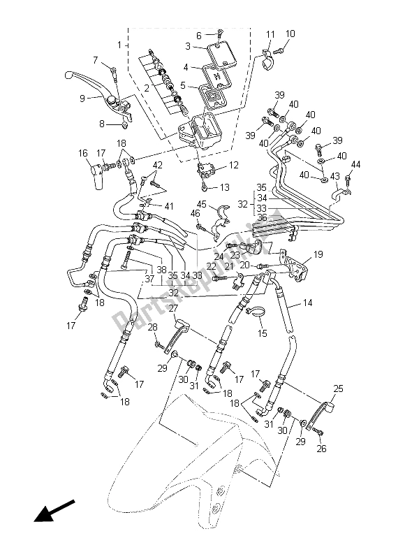 Toutes les pièces pour le Maître-cylindre Avant du Yamaha FJR 1300 AE 2015