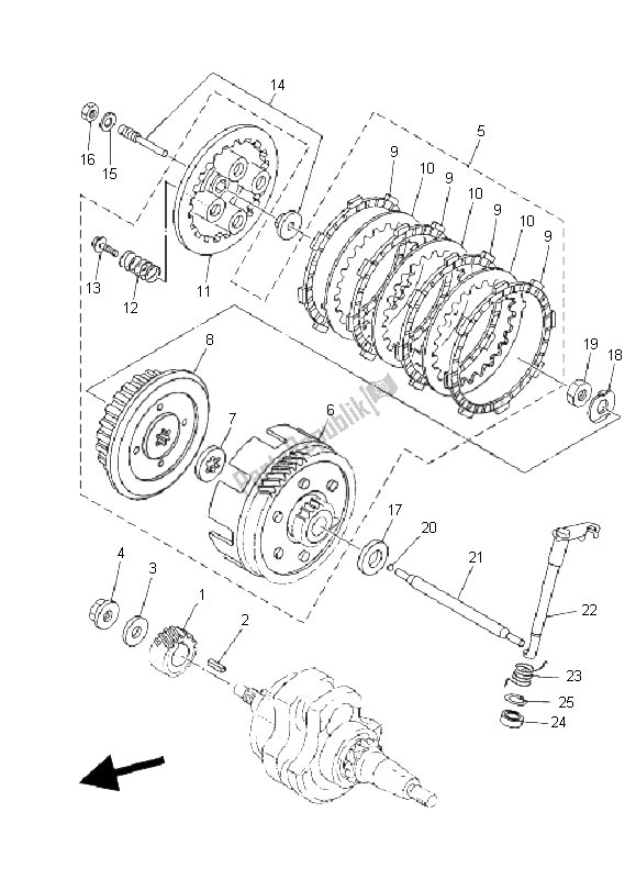 All parts for the Clutch of the Yamaha YB 125 SPD 2008