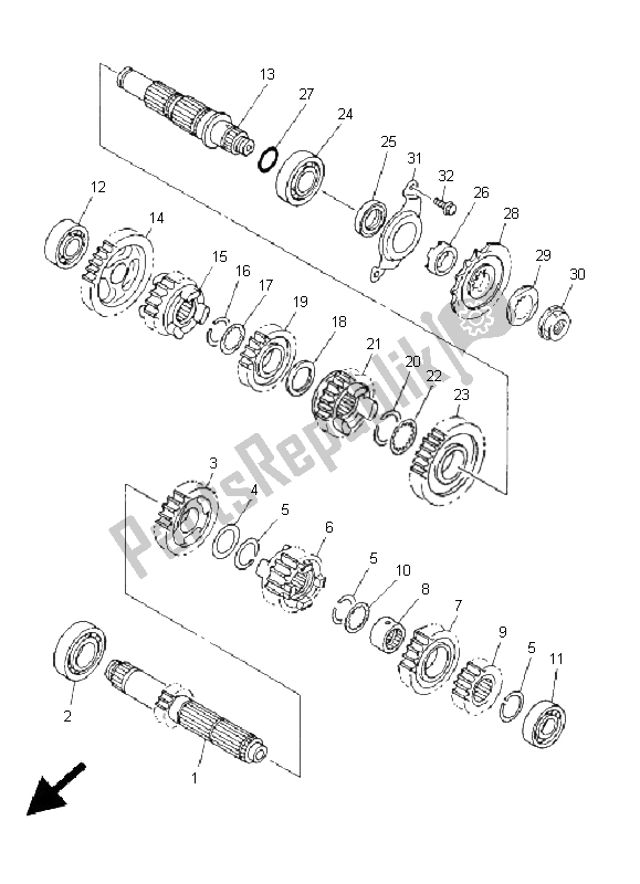 All parts for the Transmission of the Yamaha WR 450F 2005 All parts for the Transmission of the Yamaha WR 450F 2005