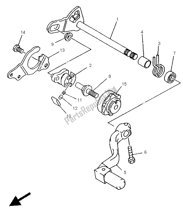 All parts for the Shift Shaft of the Yamaha YZ 125 1998