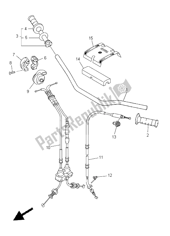 All parts for the Steering Handle & Cable of the Yamaha WR 250F 2015